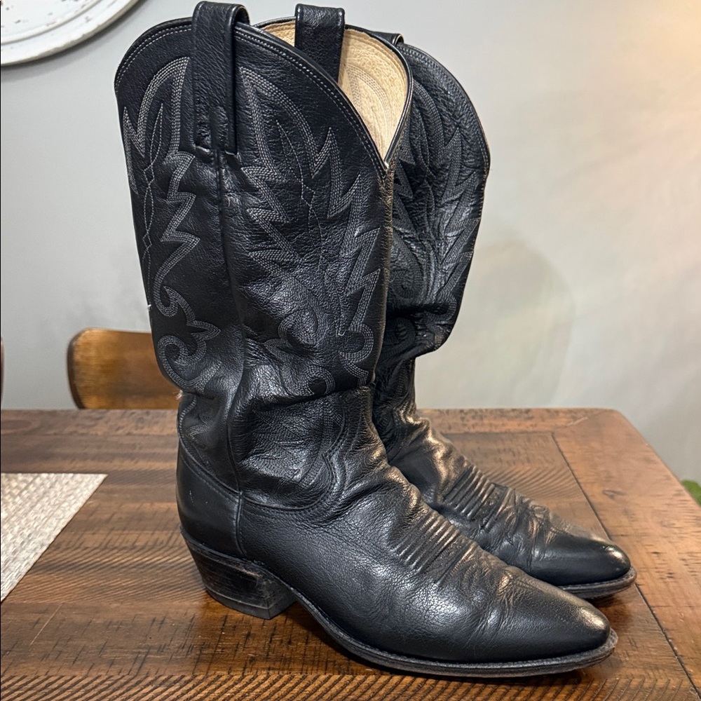 Dan Post Black Leather Cowboy Boots